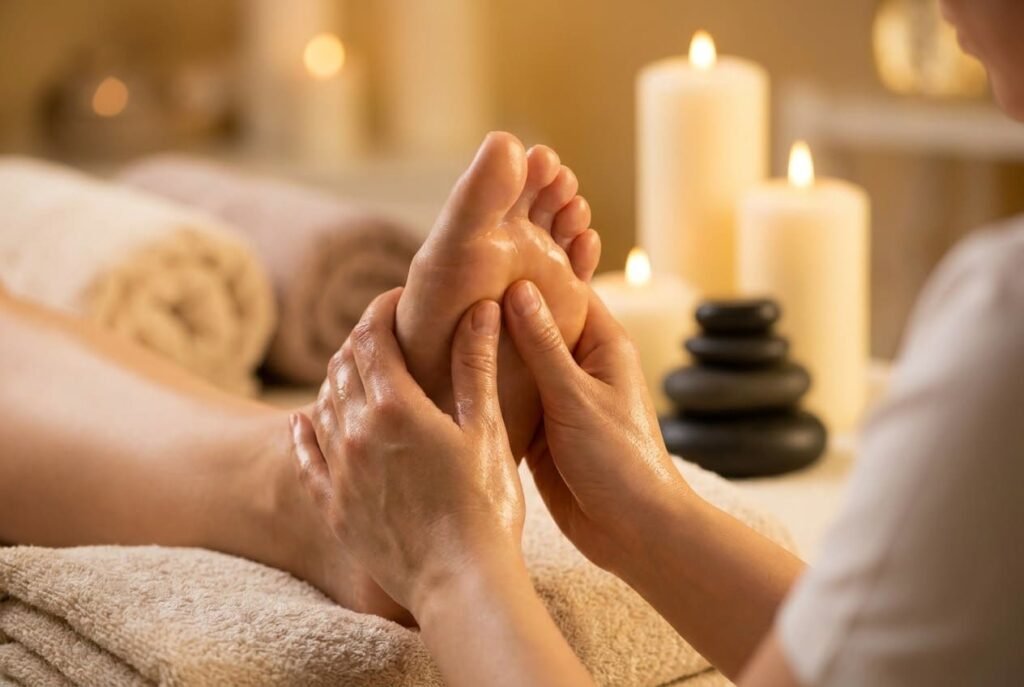 Foot reflexology massage therapy session Bahrain