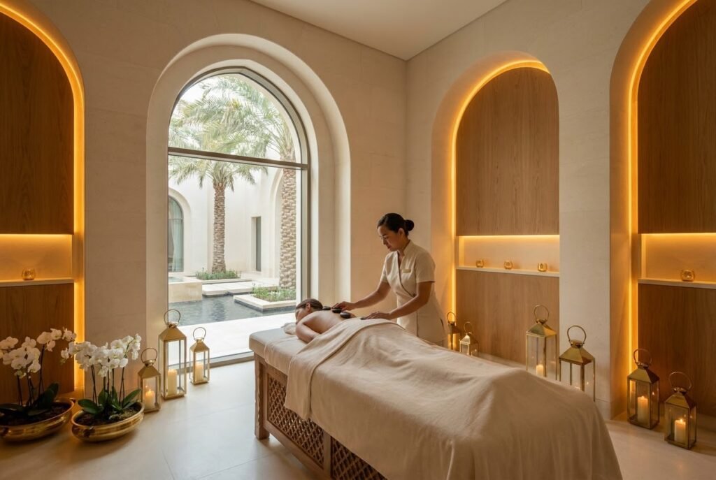 Hot stone massage treatment room Lotus Massage Bahrain