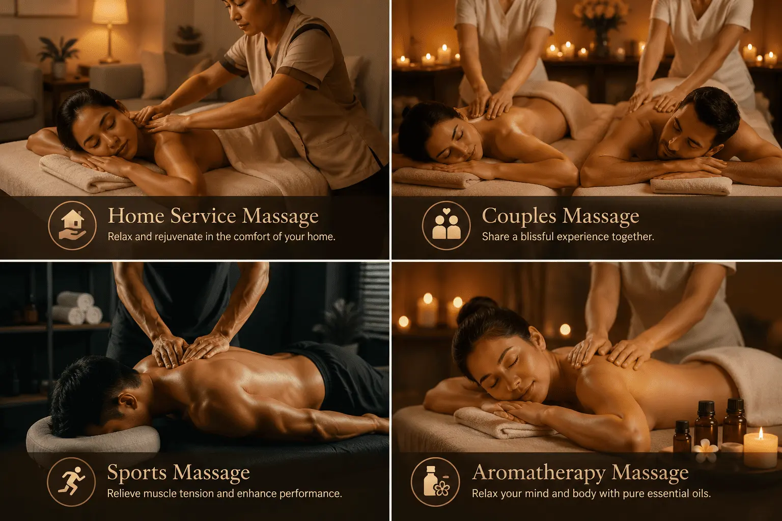 Home Service Massage, Couples Massage, Sports Massage, Aromatherapy Massage