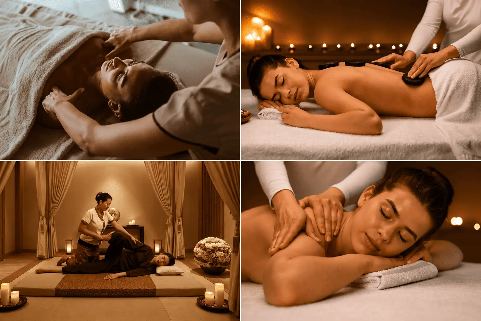 Thai Massage, Swedish Massage, Body to Body Massage, Hot Stone Massage