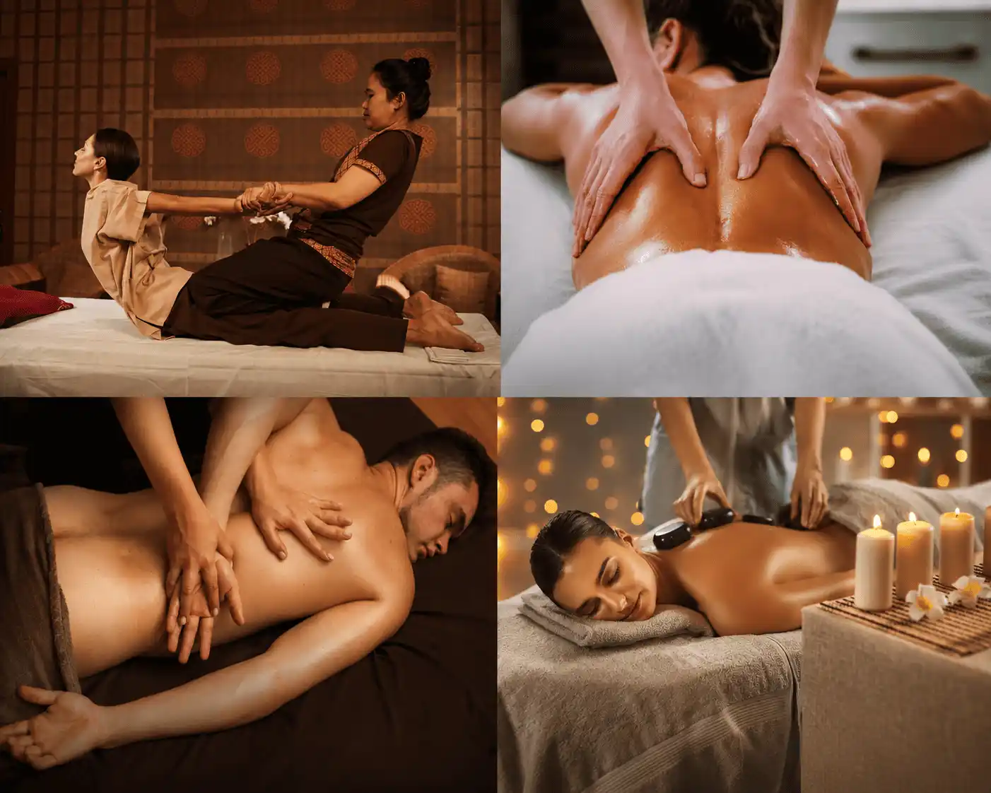 Thai Massage, Swedish Massage, Body to Body Massage, Hot Stone Massage